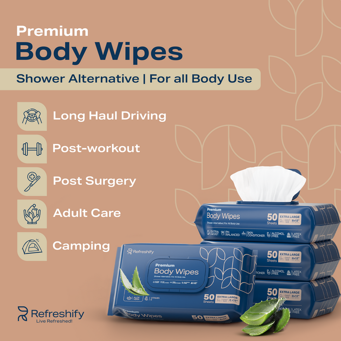 400 Wet Body Wipes for Adults – No Rinse Shower Wipes (XL)