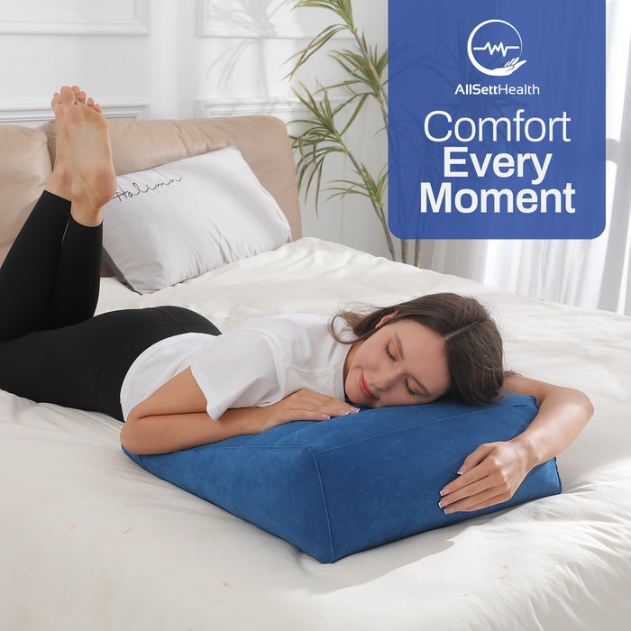 Leg Elevation Wedge Pillow – Inflatable Lumbar & Leg Support Pillow (Navy)