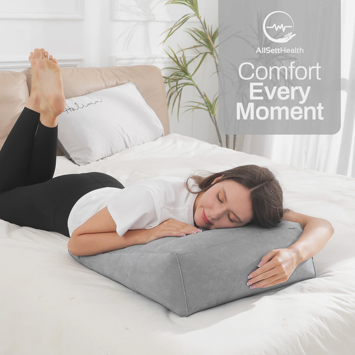 Leg Elevation Wedge Pillow – Inflatable Lumbar & Leg Support Pillow (Grey)