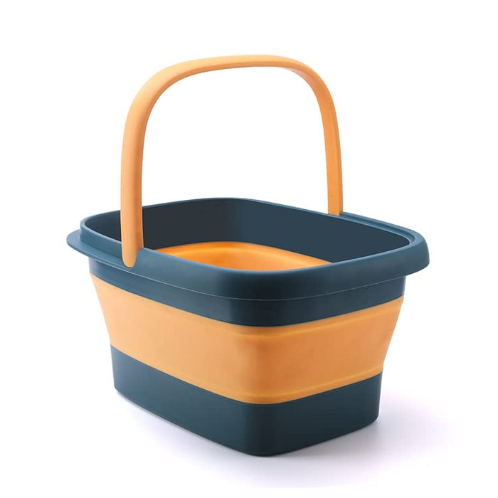 Collapsible Foot Bath with Massage Rollers – Foldable Foot Soak Tub (Blue)