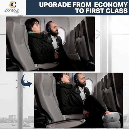 Travel Foot Rest Pillow – 2 Pack Inflatable Airplane Seat Extenders (Grey)