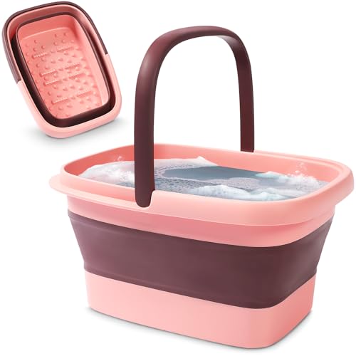 Collapsible Foot Bath with Massage Rollers – Foldable Foot Soak Tub (Blue)