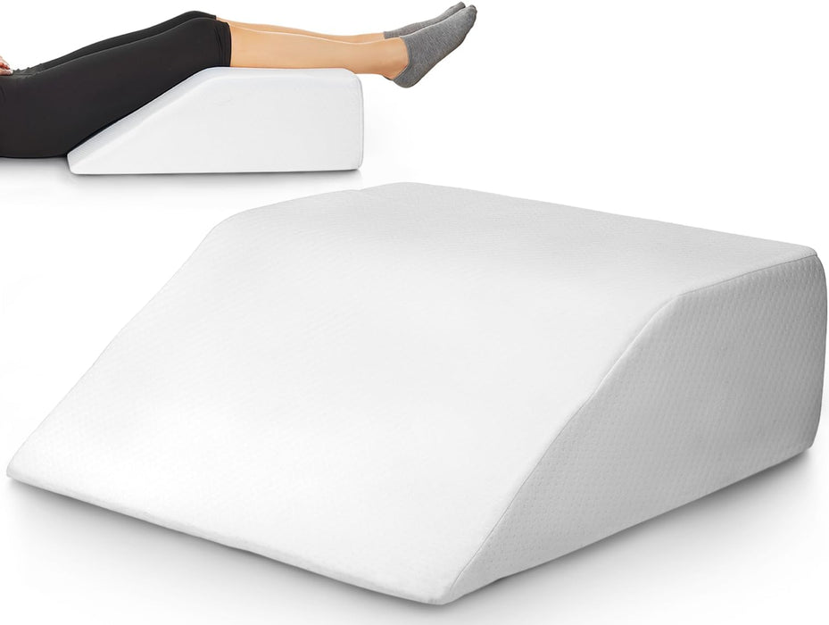 Leg Elevation Pillow – Memory Foam Wedge for Circulation & Pain Relief (White)