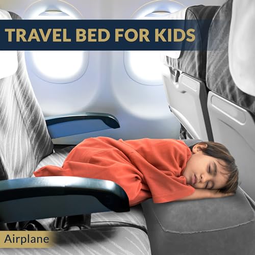 Travel Foot Rest Pillow – 2 Pack Inflatable Airplane Seat Extenders (Grey)