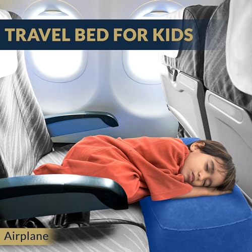 Travel Foot Rest Pillow – Inflatable Airplane Seat Extender (Blue)