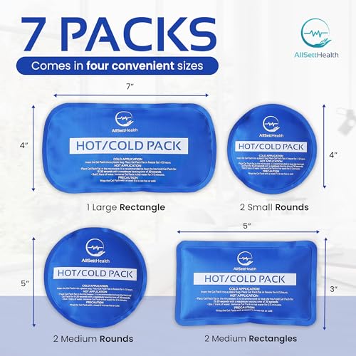 Reusable Hot & Cold Ice Packs for Injuries – 7 Pack Flexible Gel Therapy Set for Pain Relief