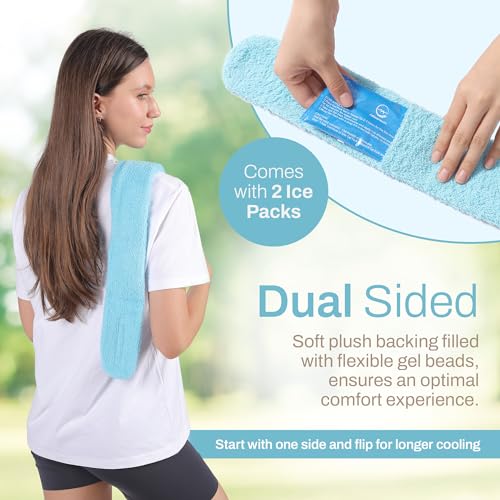 Cooling Towel with Gel Ice Pack Inserts – Reusable Cold Therapy Wrap for Neck & Body