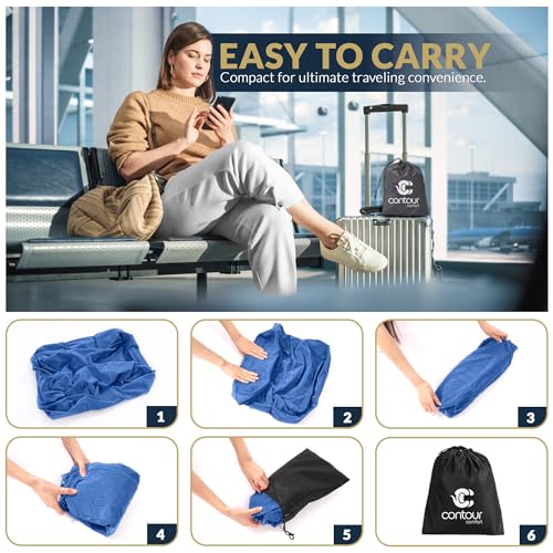Travel Foot Rest Pillow – Inflatable Airplane Seat Extender (Blue)