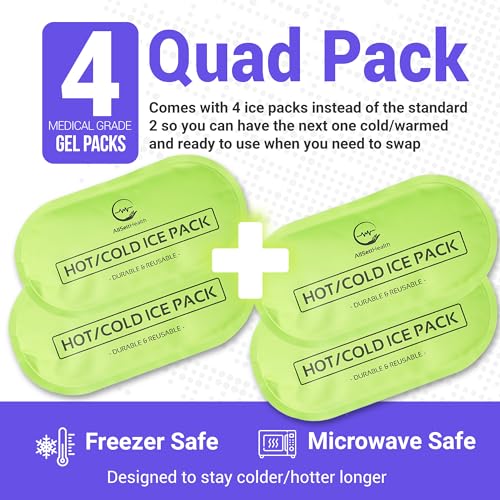 Reusable Hot & Cold Gel Ice Pack Wrap – 4 Pack Adjustable Therapy for Knees, Back & Shoulders