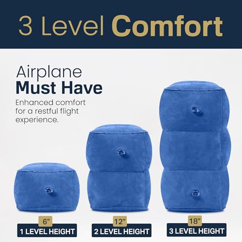 Travel Foot Rest Pillow – Inflatable Airplane Seat Extender (2 Pack)