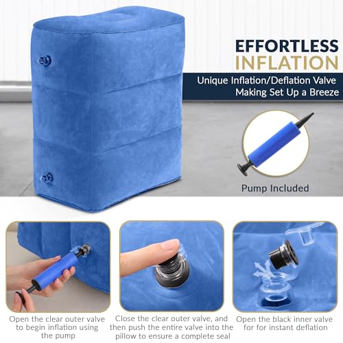 Travel Foot Rest Pillow – Inflatable Airplane Seat Extender (Blue)