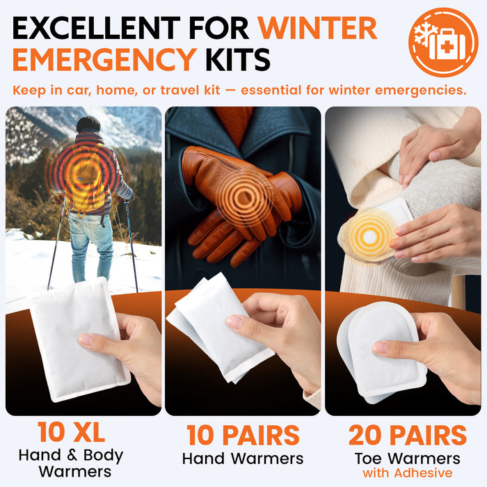 Hand, Toe & Body Warmers Variety Pack – 70 Count Air Activated Heat Packs