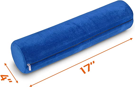 Round Cervical Roll Pillow – Bamboo Cover, Neck & Spine Support (Navy)
