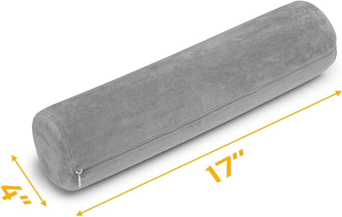 Cervical Neck Roll Pillow – Memory Foam Bolster Support (Grey)