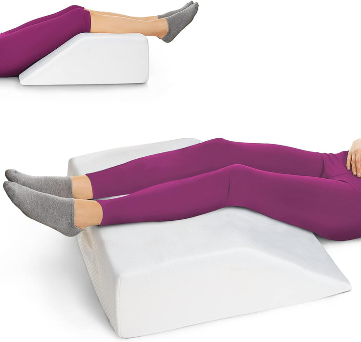 Leg Elevation Pillow – Memory Foam Wedge for Circulation & Pain Relief (White)