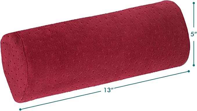 Round Cervical Roll Pillow – Bamboo Cover, Neck & Spine Support (Red)