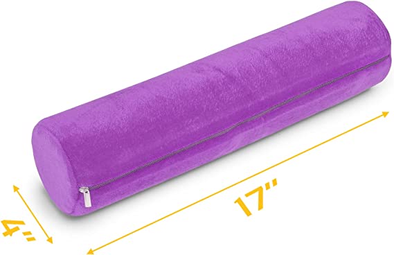 Round Cervical Roll Pillow – Bamboo Cover, Neck & Spine Support (Purple)