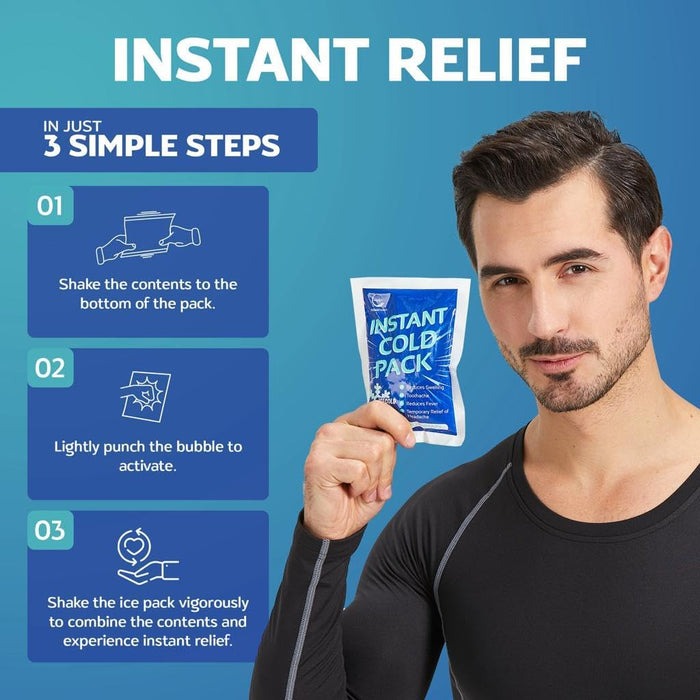 25 Pack Instant Ice Cold Packs for Injuries – Disposable Cold Compress (6” x 4.5”)
