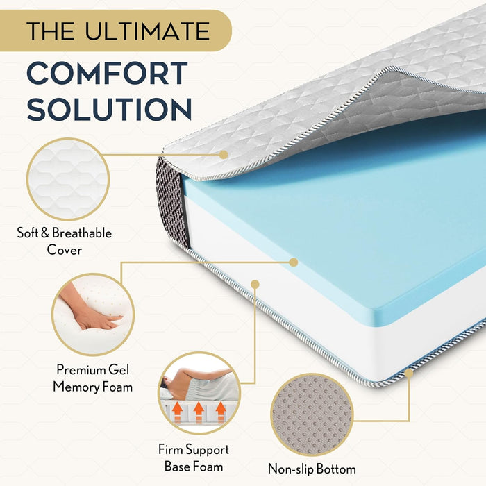 Tri-Fold Queen Memory Foam Mattress – Foldable Guest Bed with Washable Cover