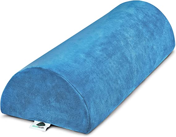 Large Half Moon Bolster Pillow for Legs, Knees & Lower Back – Memory Foam (Navy)