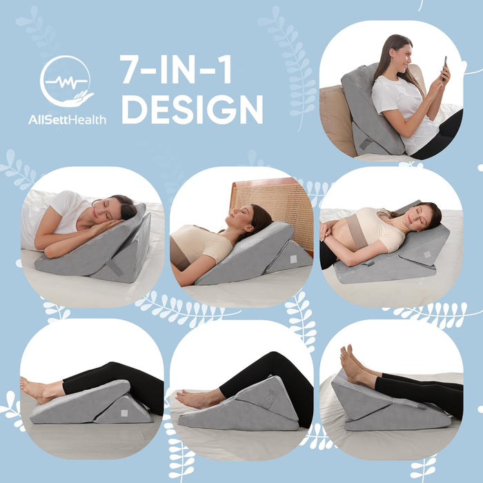 Adjustable Bed Wedge Pillow 9” & 12” – Memory Foam for Back & Leg Support