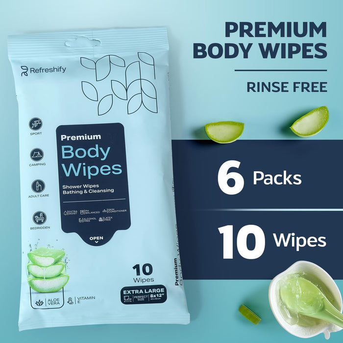 60 Shower Wipes for Adults – XL Body Wipes