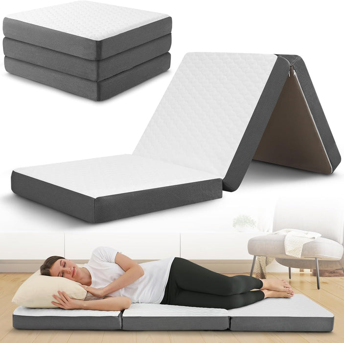 Tri-Fold Single Mattress – Memory Foam Portable Floor Bed