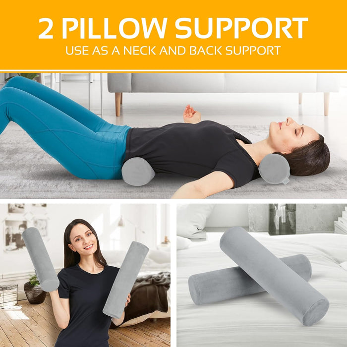 2 Pack Neck Roll Cervical Pillow – Memory Foam Bolster Pillow for Neck Pain Relief