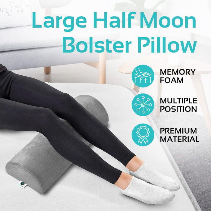 2 Pack Half Moon Bolster Pillow for Legs, Knees & Lower Back Support