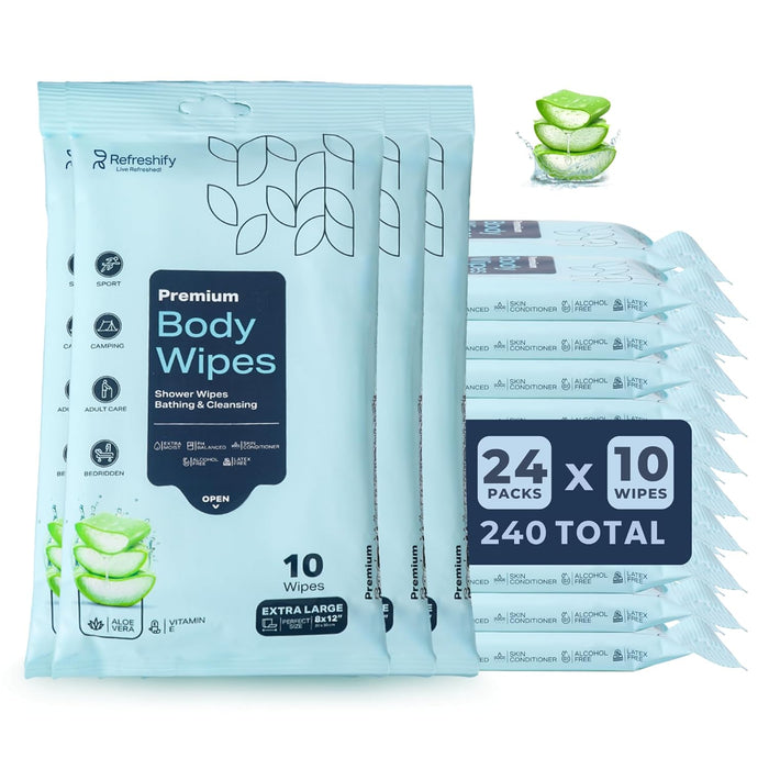240 Shower Wipes for Adults – XL Body Wipes
