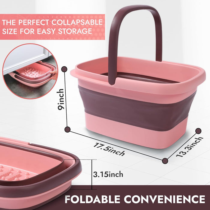 Collapsible Foot Bath with Massage Rollers – Foldable Foot Soak Tub (Blue)