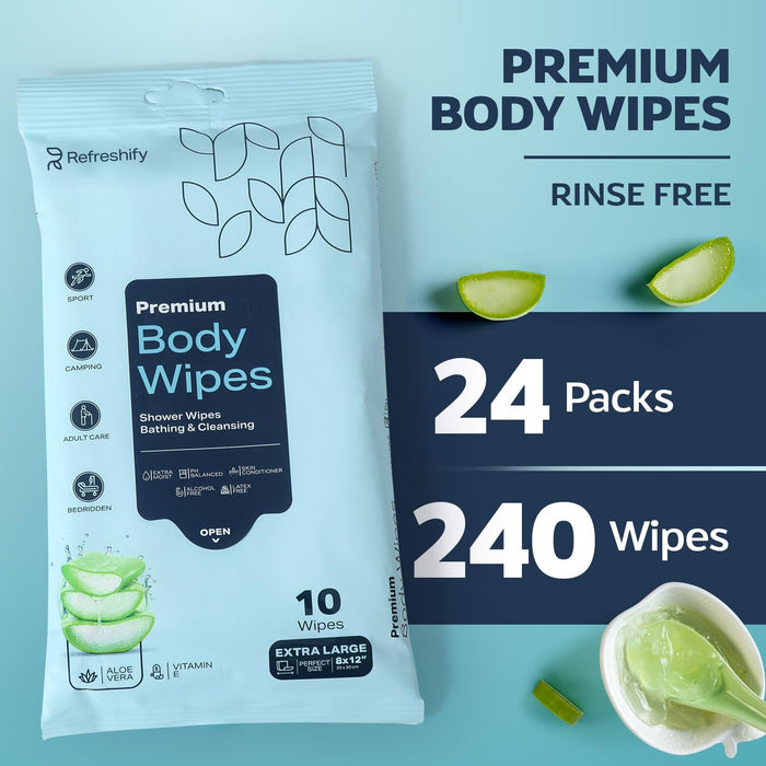 240 Shower Wipes for Adults – XL Body Wipes