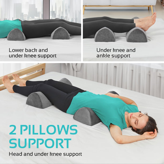 2 Pack Half Moon Bolster Pillow for Legs, Knees & Lower Back Support