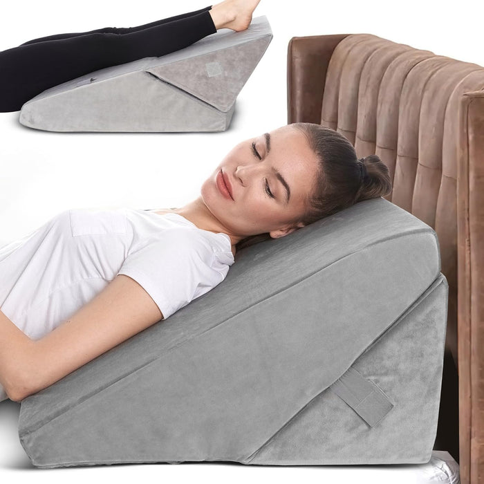 Adjustable Bed Wedge Pillow 9” & 12” – Memory Foam for Back & Leg Support