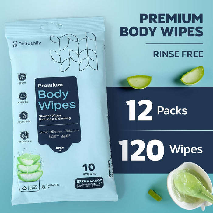 120 Shower Wipes for Adults – XL Body Wipes