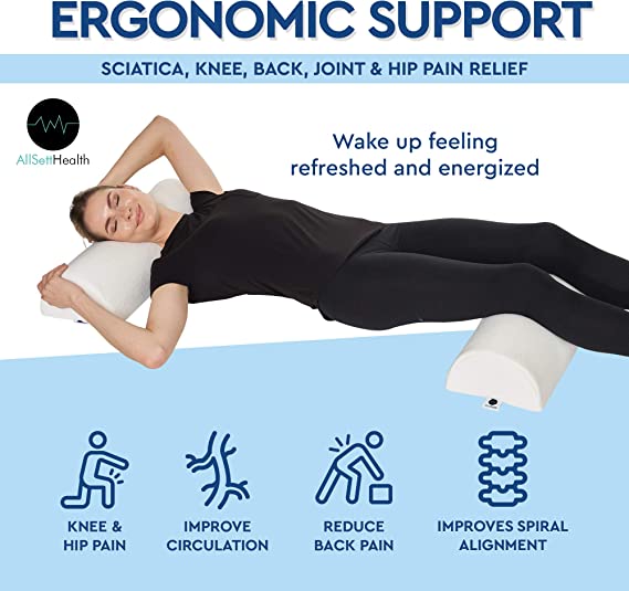 2 Pack Half Moon Bolster Pillow – Memory Foam Leg & Back Support