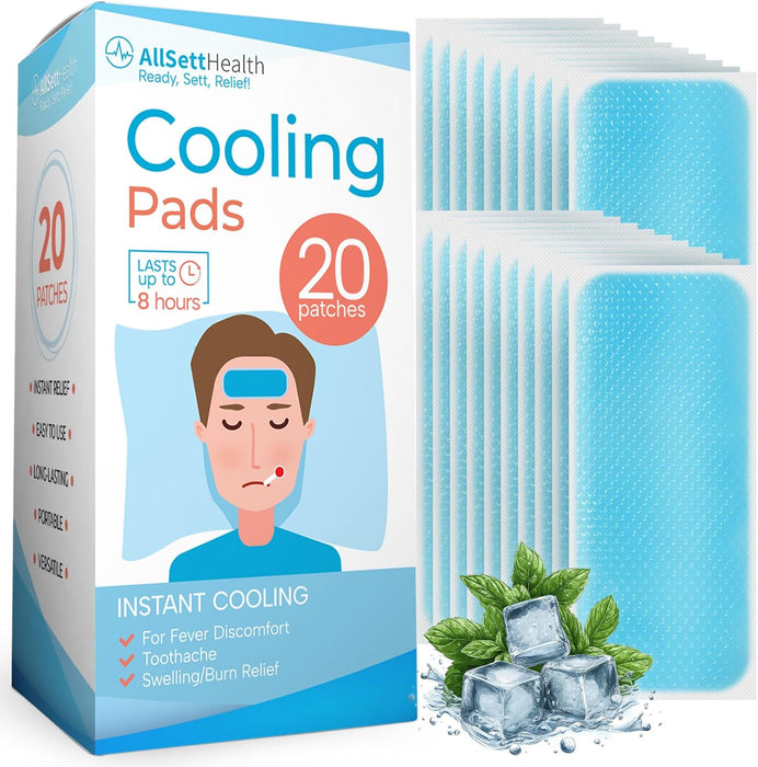 20 Pack Cooling Patches for Fever & Headache Relief – Soft Gel Migraine Cooling Sheets