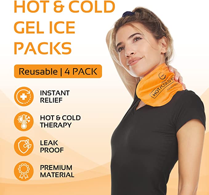 Reusable Hot & Cold Gel Ice Packs – 4 Pack Pain Relief