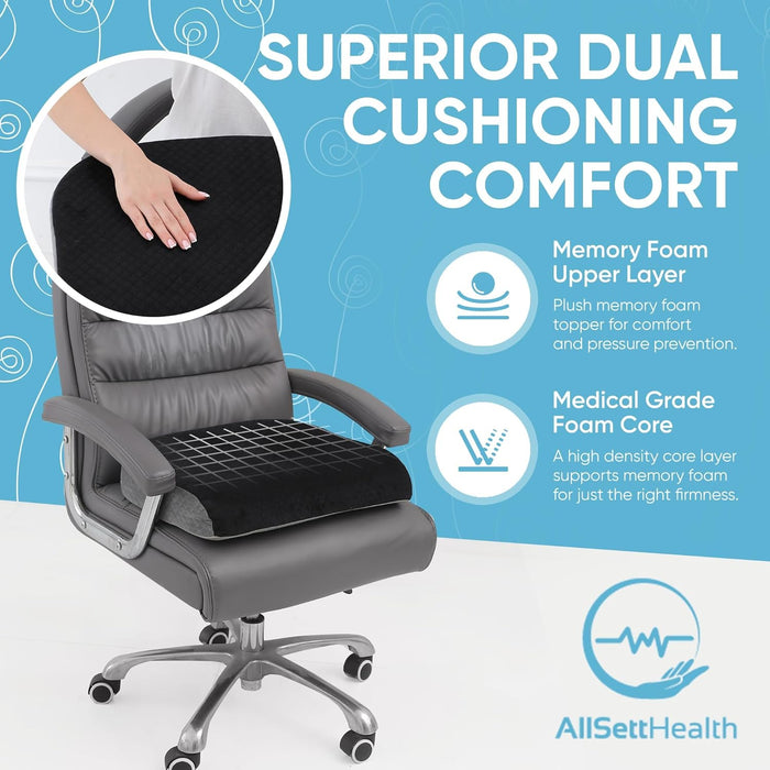Extra Large Seat Cushion – Memory Foam Chair Cushion for Back & Coccyx Pain