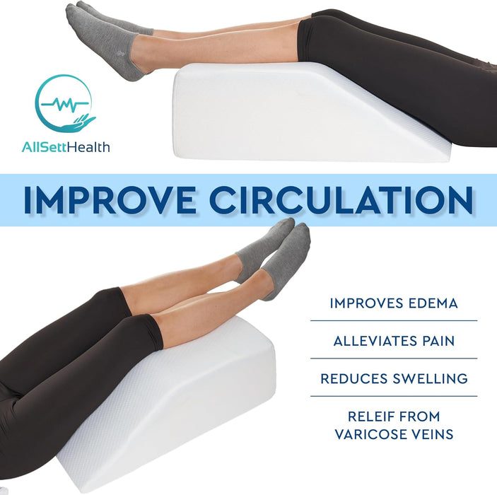 Leg Elevation Pillow – Memory Foam Wedge for Circulation & Pain Relief (White)