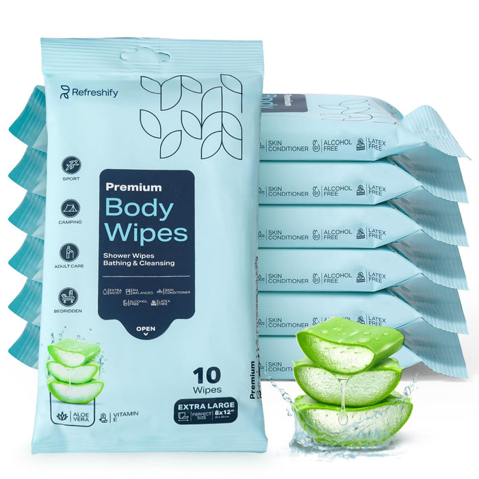 60 Shower Wipes for Adults – XL Body Wipes