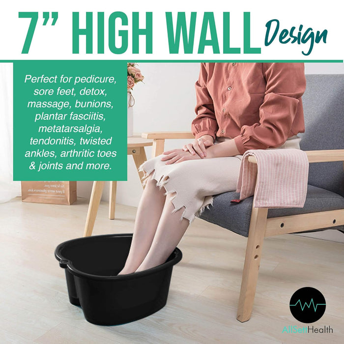 Foot Soaking Bath Basin – Extra Large Pedicure & Massage Tub (Black)