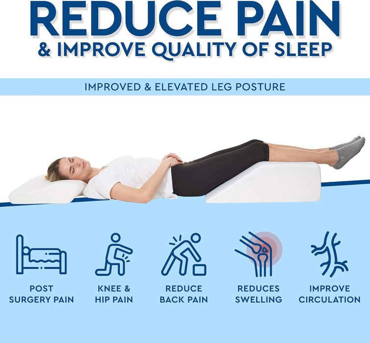 Leg Elevation Pillow – Memory Foam Wedge for Circulation & Pain Relief (White)