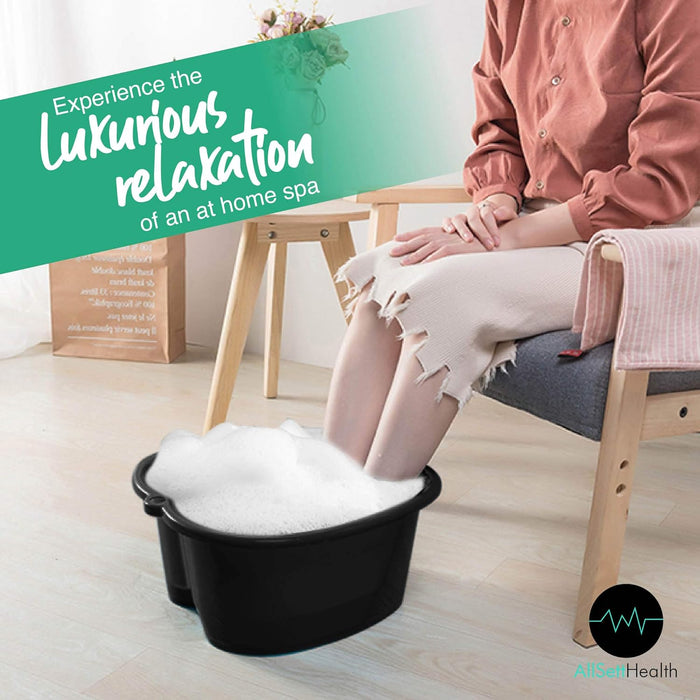 Foot Soaking Bath Basin – Extra Large Pedicure & Massage Tub (Black)