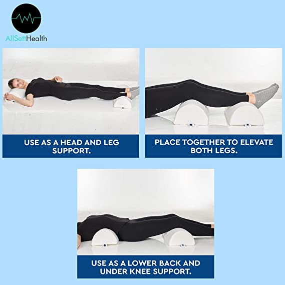 2 Pack Half Moon Bolster Pillow – Memory Foam Leg & Back Support