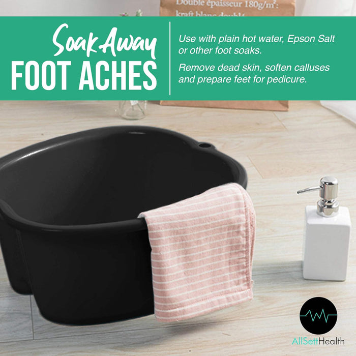 Foot Soaking Bath Basin – Extra Large Pedicure & Massage Tub (Black)