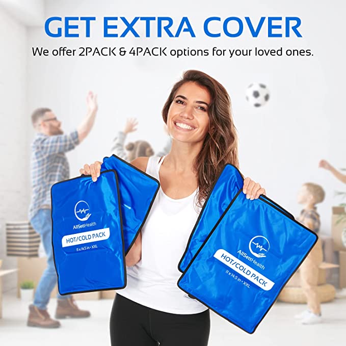 2 Pack XXL Reusable Hot & Cold Gel Ice Packs for Injuries – 11 x 14.5 in