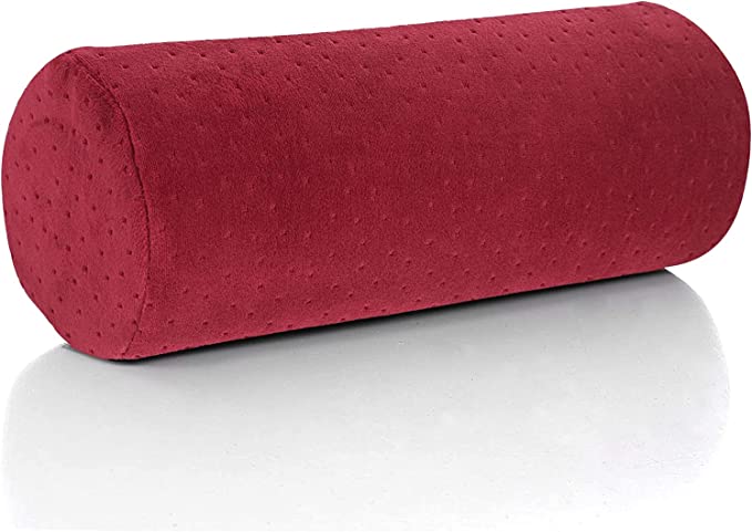 Round Cervical Roll Pillow – Bamboo Cover, Neck & Spine Support (Red)