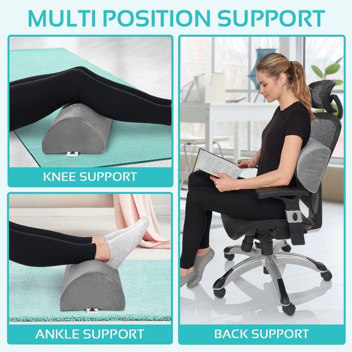 2 Pack Half Moon Bolster Pillow for Legs, Knees & Lower Back Support