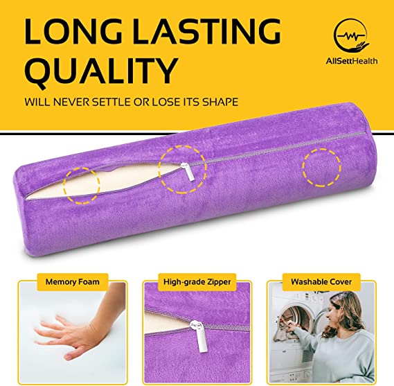 Round Cervical Roll Pillow – Bamboo Cover, Neck & Spine Support (Purple)